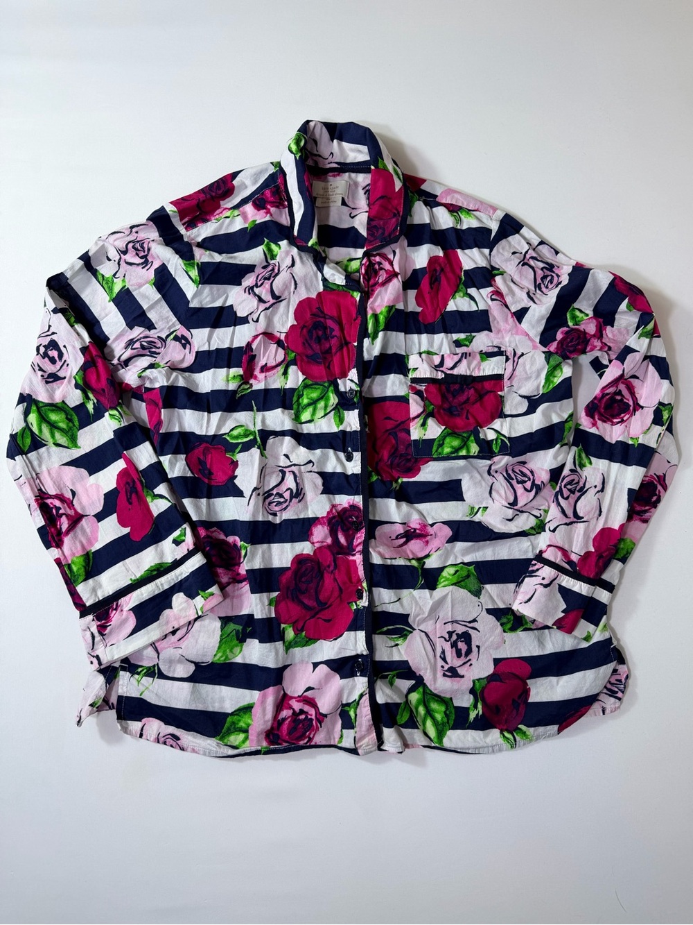 Kate Spade New York Dream A Little Dream Floral Stripe Pajama Top Small S Cotton